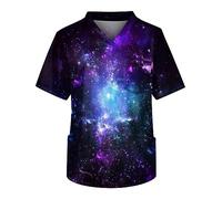 Rosennie Sport Tshirts Herren Piratenhemd Herren Ringelshirt Rot Weiß V-Ausschnitt Musterdruck Bunte Kasacks Pflege Kurzarm Schlupfhemd Mit Taschen Locker Kasackhemd Nachthemd (Dark Blue, M)