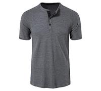 Rosennie T-Shirt Herren Schwarz Herren Hemd XXXL Longshirt Rundhals Einfarbiges Waffel Poloshirts Kurzarm Halbe Knopfleiste Slim Fit Golf Shirts T Shirts Männer (Grau, M)