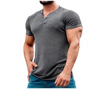 Rosennie T Shirt Schwarz Herren Hemd Halterung Herren Tshirt V-Ausschnitt Einfarbiges Muskelshirts Kurzarm Slim Fit Gym T Shirt Regular Fit Fitness Shirt Herren Kleidung (Light Gray, 6XL)