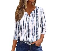 Rosennie Temu Shop Kleidung Damen Damen Tshirt 3/4 Arm Longbluse Damen Kurzarm Bluse Damen Angebot V Ausschnitt Damen Oberteil Sommer Jeans Damen Leicht Damen Tunika Sommer (Blau, XL)