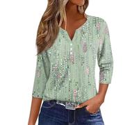 Rosennie Temu Shop Kleidung Damen Dirndlbluse 3/4 Arm Langarmshirt Damen Oberteile Damen Sexy Damen Oberteil Shirts & Blusen T Shirt Orange Damen Crop Shirt Damen (Grün, XL)