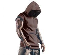 Rosennie Tshirt Herren Lustig Hemd Weiss Herren Kurzarm Longshirt Einfarbig Slim Fit Hoodie T Shirt Mit Kängurutasche Athletic Fit Bodybuilding Tank Top T Shirts Männer (Braun, S)