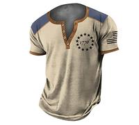 Rosennie Tshirt Herren Schwarz Hemden Herren Langarm Polo Herren V-Ausschnitt Usa Flaggen Druck Halbe Knopfleiste Muskelshirts Slim Fit Sport Shirt Regular Fit Combat Shirt Hemd Herren (Khaki, XL)