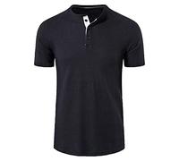 Rosennie Weiße Tshirts Herren Jeans Hemden Für Herren T Shirts Männer Rundhals Einfarbiges Waffel Poloshirts Kurzarm Halbe Knopfleiste Slim Fit Golf Shirts T-Shirt Herren (Schwarz, XXL)