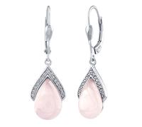 Rosenquarz-Ohrringe Devecia aus Silber 925 mit Brilliance Zirconia