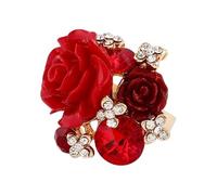 Rosenring, übertriebener Rosenblütenring, Wickelring für Mutter und, roter Rosenring, Ring, Statement-Ring, verstellbarer Rosen-Versprechensring für Frauen und Mädchen