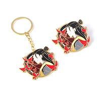 ROSETOR 2 Stück Jujutsu-Kaisen Gojo Satoru Schlüsselanhänger und Brosche Anime Periphere Puppe Anhänger Schlüsselanhänger Charms (STYLE3)