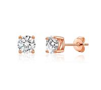 Rosévergoldete Solitär-Kristall-Ohrstecker mit Zircondia®-Kristallen