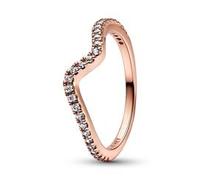 Rosévergoldeter Damenring Welle mit Zirkonia