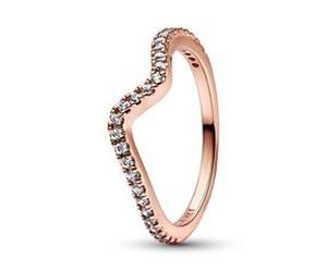 Rosévergoldeter Damenring Welle mit Zirkonia