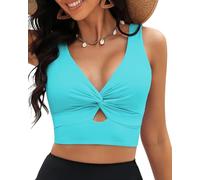Roskiky Bikini Oberteil Damen Bikini Hellblau Bikinis Für Damen Top Bikini Oberteil Badeanzug Damen Große Oberweite Aqua Blue XXL