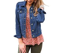 Roskiky Damen Herbstjacke Sommerjacken für Damen Damen kurze Jacken Jeansjacke Damen Outfit Nightfall blau Größe L passt 44-46