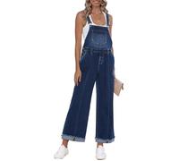 Roskiky Jumpsuit Damen 3/4 Hose Damen Wide Leg Hose Damen 3/4 Hosen Damen Sommer Damen Legins Hosen Lang Jeans Damen High Waist Dreiviertel Hosen Damen Sommer Blau XL