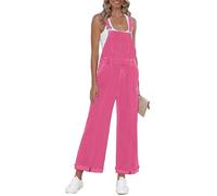 Roskiky Jumpsuit Damen Jumpsuit Damen Elegant Festlich Kurze Hosen Damen Sommer 3/4 Jumpsuit Elegant Hochzeit Gast Karnevalskostüme Damen Y2K Baggy Jeans Rosa XL