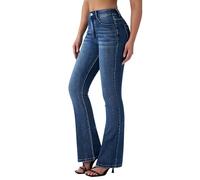 roswear Damen-Jeans: trendige, elastische, ausgestellte Jeans mit mittlerer Leibhöhe, Bootcut-Schnitt, für kurvige Frauen, Blassblau, X-Groß