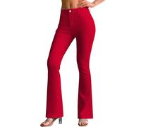 roswear Damen-Jeans: Trendige, elastische, ausgestellte Jeans mit mittlerer Leibhöhe, Bootcut-Schnitt, für kurvige Frauen, Rot/Ausflug, einfarbig (Getaway Solids), X-Groß