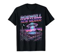 Roswell New Mexico Desert UFO Alien Retro Wave Vintage Preisgünstiges Grafik-T-Shirt, Herren, Schwarz, XL