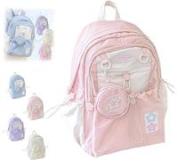 Rosy Posy Backpack, Cream Star Draw String -Rucksack, Große Kapazität Süße Kawaiis Doppel Umhängetasche, Schüler Lässig Schoolbag Stylish Daily Tasche Für Jugendfamilie Teen