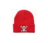 (Rot) One Piece Piraten-Affen-D.luffy-Muster Warme Strickmütze für Männer, Frauen und Unisex Winter