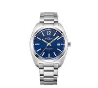 Rotary Herren Quartz Armbanduhr, 38.50mm GehäusegröÃŸe mit blau analog Zifferblatt und Silber Metallarmband Armband GB05480/05