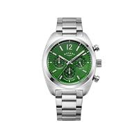 Rotary Herren Quartz Armbanduhr, 40.00mm GehäusegröÃŸe mit blau analog Zifferblatt und Silber Metallarmband Armband GB05485/05