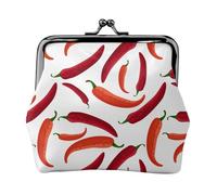 Rote Geldbörse mit Chili-Muster, Kussverschluss, kleine Geldbörse aus PU-Leder für Damen