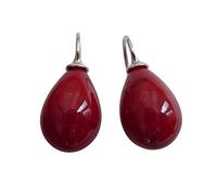 Rote Glas-Ohrringe Ohr-Hänger Tropfen-Ohrringe Bügel aus Sterling-Silber 925-er klassisch elegant Geschenk Weihnachten Handarbeit Heide Heinzendorff