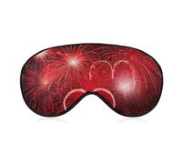 Rote Herzen Feuerwerk Augenmaske, Seitenschlafmaske Leichte Augenbinde, Schlafmaske, Nasenpolster und Gummiband für Kinder, Frauen und Männer