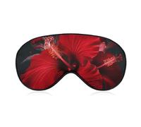 Rote Hibiskusblüten Augenmaske, seitliche Schlafmaske, leichte Augenbinde, Schlafmaske, Nasenpolster und Gummiband für Kinder, Frauen und Männer