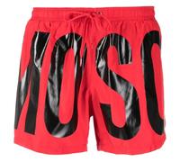 Rote kurze Badeshorts mit Print-Logo der Marke Moschino XS