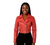 Rote kurze Brando-Bikerjacke aus Leder für Damen - Bellville EU 48 / UK 20