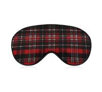 Rote und schwarze karierte Augenmaske, seitliche Schlafmaske, leichte Augenbinde, Schlafmaske, Nasenpolster und Gummiband für Kinder, Frauen und Männer