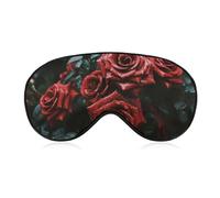 Rote und schwarze Rosen-Augenmaske für Damen und Herren, atmungsaktive und verstellbare Augenabdeckung, ultraweiche Schlafmaske, leichte Reise-Augenbinde für Flugzeug, Nickerchen, Nachtschlaf