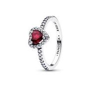 Roter Damen Herzring aus Sterlingsilber, Timeless