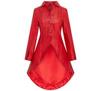 Roter Gothic-Ledermantel in viktorianischer Länge für Damen - Vantaa L