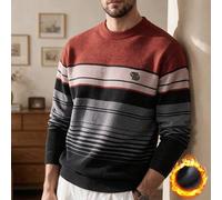 Roter Herren Winter dicker Chenille gestreifter Strickpullover