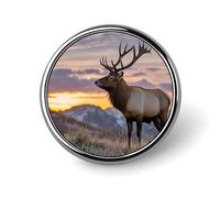 Roter Hirsch, Stier, Elch, Sonnenuntergang, Knopf, Abzeichen, klassisch, niedlich, modisch, rund, exquisites Metall, personalisierte Anstecknadeln, Knöpfe für Kleidung, Rucksack, Hut, Jacken