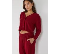 Roter kurzer Cardigan mit V-Ausschnitt und weicher Textur, Knöpfen XS