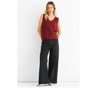 Roter Pailletten-Glitzer-Pullover mit V-Ausschnitt und Weste M/L