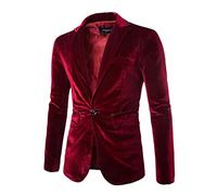 Roter Samt-Blazer für Herren, einfacher Ein-Knopf-Blazer mit schmaler Passform, lässiger Business-Kragen, Anzugjacke für Herren, Samtjacke, schmale Passform, Blazer mit zwei Knöpfen, Samt,