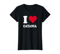 Rotes Herz Ich Liebe Catania Preisgünstiges Grafik-T-Shirt, Damen, Schwarz, XL