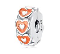 Rotes Herz Positionierung Verschluss Charm, 925 Sterling Silber Charm Armband Zubehör, kompatibel mit Pandora Armband Halskette