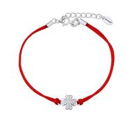 Rotes Kinderarmband mit Kleeblatt-Anhänger aus Silber 925 mit Brilliance Zirconia