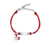 Rotes Kinderarmband mit Plättchen und Einhorn aus Silber 925