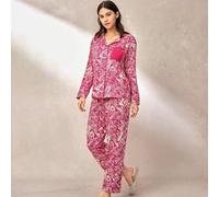 Rotes Paisley-Muster Baumwolle Lang Damen Pyjama Set für Frauen Loungewear Set Hosen mit Taschen Baumwolle Pyjamas