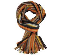 Rotfuchs Strickschal Herrenschal Damenschal Unisex reine Wolle gestreift feinstrick mit Fransen mehrfarbig (orange-bunt)