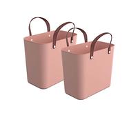 Rotho Albula 2er-Set Einkaufskörbe mit Henkel 25l | Praktischer Korb, ideal als Einkaufstasche und für unterwegs | ergonomische Griffe | Tragkraft bis zu 40 kg | pflegeleicht | rosa