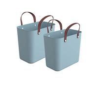 Rotho Albula 2er-Set Einkaufskörbe mit Henkel 25l | Praktischer Korb, ideal als Einkaufstasche und für unterwegs | ergonomische Griffe | Tragkraft bis zu 40 kg | pflegeleicht | türkis
