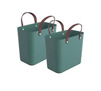 Rotho Albula 2er-Set Einkaufskörbe mit Henkel 25l | Praktischer Korb, ideal als Einkaufstasche und für unterwegs | ergonomische Griffe | Tragkraft bis zu 40 kg | pflegeleicht | grün