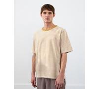 Rotholz Gestreiftes T-Shirt Bio Baumwolle Caramel S